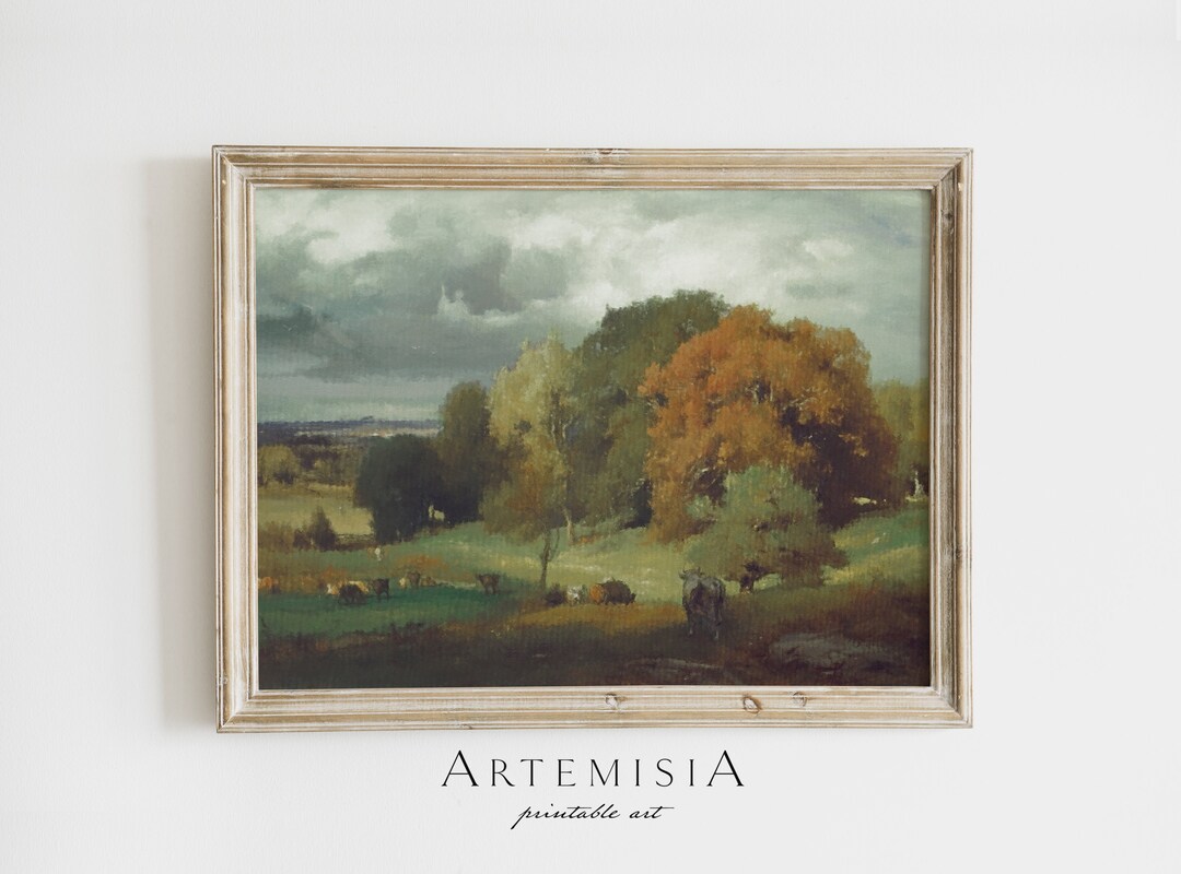 PRINTABLE Autumn Landscape Art Print | Cozy Country Fall Art | Vintage ...