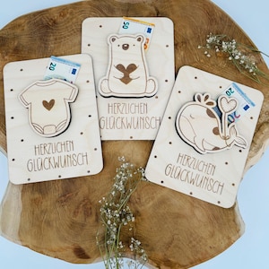Geldgeschenk Karte Holz Geburt, Geburtstag, Baby, Geschenk Kinder, Geldgeschenk