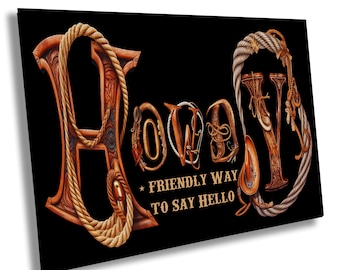 Howdy Typography Art Print: Western Cowboy Decor