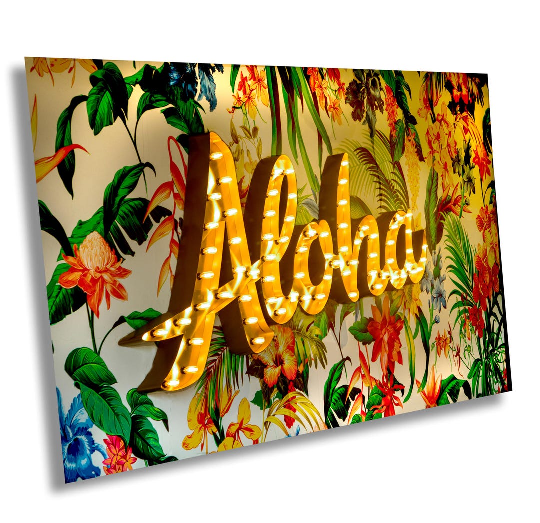 Photo of Neon Aloha Sign Art: Tropical Hawaiian Decor - Etsy