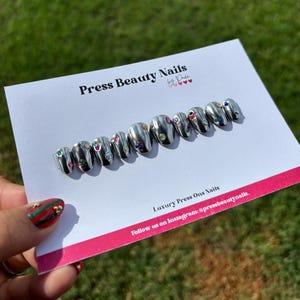 Silver Chrome & Stones | Press Ons