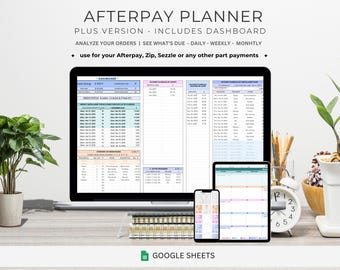 Planificador de Afterpay, Plus, Pastel, Afterpay Digital, Hoja de cálculo para planificar facturas, Planificador de cuotas, Pago parcial, BNPL, Compra ahora y paga después, Zip