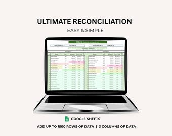 Plantilla definitiva para la conciliación, Google Sheets, 1500 entradas (descarga digital)