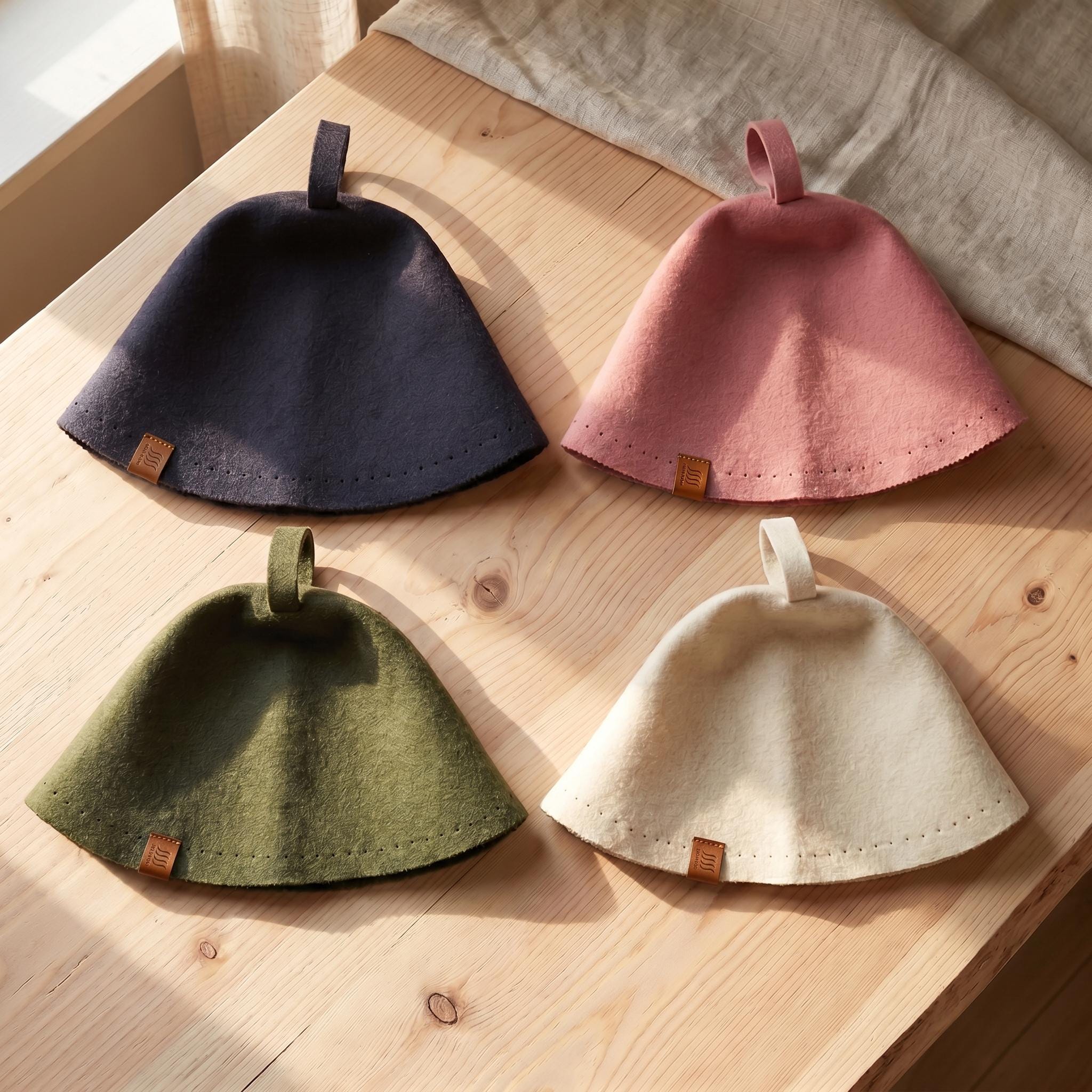 Merino Wool Sauna Hat – 3mm Felt Banya Cap, Heat Protection 