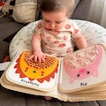 Personalized Christening Gift - Baby's First Touch and Feel Book with 18 Animal Textures, Sensory Book for Newborn product logo