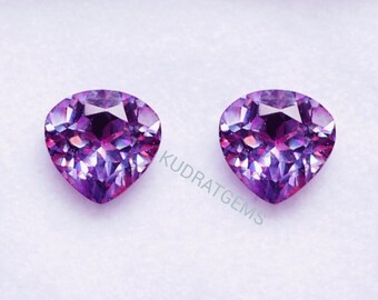 Gema de alejandrita de laboratorio que cambia de color: corte corazón para joyería (5 mm-15 mm)