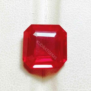 Rubi sintético, rubi vermelho lapidado em Asscher, pedra solta para confecção de joias (vários tamanhos)