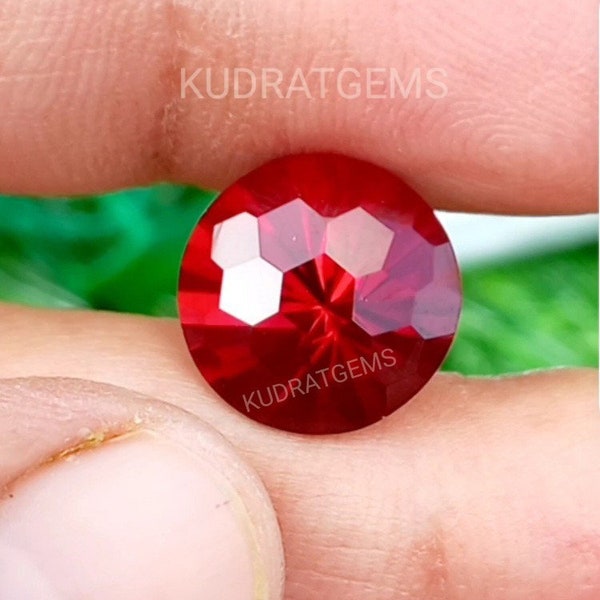 12mm Pigeon Blood Red Ruby Gemstone Loose  Round Football Cut Honeymoon Faceted Gemstone For Ring Pendant Jewelry Make Gift Her Lab Creat