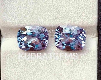 Lab Alexandrite edelsteen, kussengeslepen 10 x 8 mm, kleurverandering, losse steen