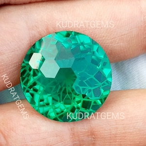 25mm Emerald Gemstone Loose Round Big Size Football Cut Fantasy Cut Green Gemstone Ring Pendant Brooch Bracelet Jewelry Gift HerHim Syntetic