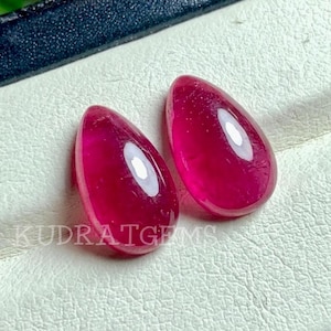 Cabujón de rubí sintético en forma de pera, piedra de corindón rojo en forma de lágrima con reverso plano, rubí sintético liso de 5 x 4 mm a 30 x 20 mm para la fabricación de joyas.