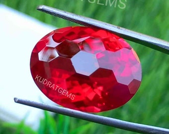 Taubenblut Rubin Oval Fußball Schliff 20 x 15 mm | Lab erstellt Rot Corund lose Edelstein
