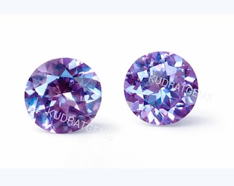 Lab Alexandrite edelsteen: rond geslepen, kleurverandering, 5 mm-15 mm