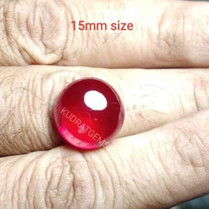 15mm Lab Ruby Round Cabochon | Huge Flat Back Loose Red Gemstone Multiple Sizes Available