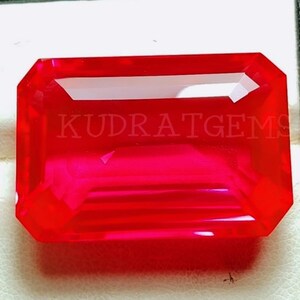 八角形エメラルドカットのラボグロウンルビー、レッドコランダムルースジェムストーン、ジュエリー製作用の長方形ルビー、5 x 4 mm ～ 30 x 20 mm