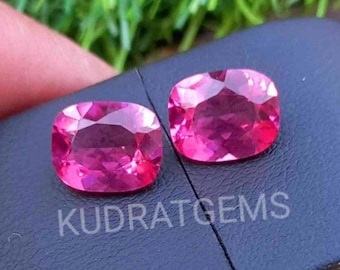 Synthetic Pink Sapphire Cushion Cut Loose Gemstone 5×4mm–50x35mm for Custom Jewelry