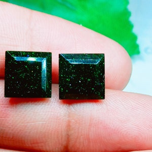 Top Quality Green Sandstone Gemstone Loose Square Cut Pair Faceted Earring Stud Pendant Ring Bracelet 5mm to 20mm Jewelry Making Gift