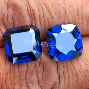 Royal Blue Sapphire Gemstone Loose Square Cushion Brilliant Cut Ring Pendant Bracelet Brooch Jewelry Making Gift  5mm to 25mm Synthetic