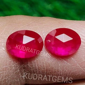 Lab Ruby Rosecut Gemstone: Oval Faceted Red Corundum (5x4mm-20x15mm)