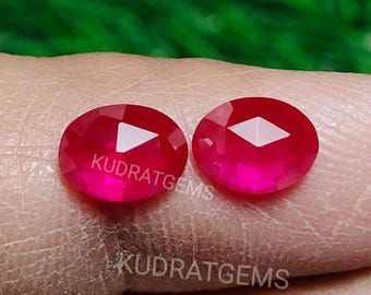 Lab Ruby Rosecut Gemstone: Oval Faceted Red Corundum (5x4mm-20x15mm)