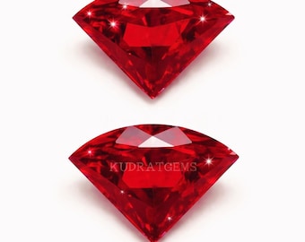 Pigeon Blood Lab Ruby 12x10mm Pie Cut – Synthetic Red Corundum Loose Gemstone, Faceted Ruby for Jewelry Making, Custom Size Available