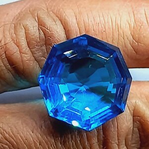 18 mm スカイブルー トパーズ 宝石 ルース 六角形カット ファセット ビッグサイズ リング ペンダント ブローチ ペンダント ジュエリー ギフト 合成