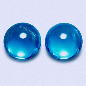 Sky Blue Topaz Gemstone Loose Round Cabochon Pair Smooth Ring Pendant Studs Earrings Necklaces Jewelry Make Gift Her Synthetic 5mm-50mm