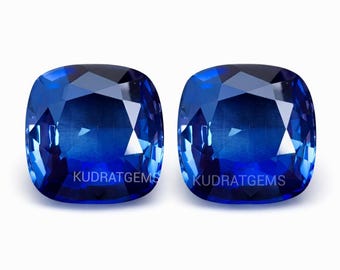 Labbtillverkad blå safir kuddslipad lös ädelsten, syntetisk korund, kunglig blå safir 5 mm-15 mm