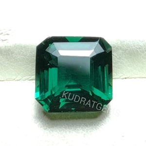 Dark Green Sapphire Hydro Synthetic Loose Gemstone Square Asscher Cut Faceted For Ring Pendant Jewelry Making 5mm To 40mm