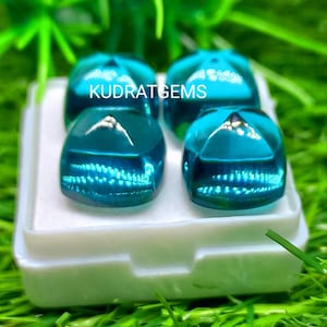 London Blue Topaz Gemstone Loose Cushion Sugarloaf Cabochon Pair Ring Pendant Stud Earring Necklace 5mm-50mm Jewelry make Gift Synthetic