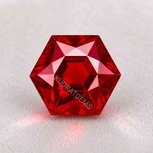 Pigeon Blood Ruby Gemstone 12mm Hexagon Fantasy Cut Lab Created Ruby | Loose Red Stone (Multiple sizes)