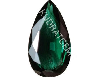 Faceted Pear Cut Synthetic Green Sapphire Loose Gemstone, Jewelry Making(5x4mm-30x15mm)