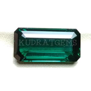 Turmalina verde intenso talla esmeralda octogonal / Gema sintética suelta / Piedra rectangular tallada en escalones / De 5 x 4 mm a 30 x 20 mm