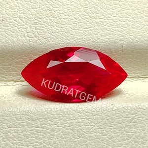 Marquise Cut Lab-Created Ruby Corundum: Loose Gemstone (6x3mm-30x15mm)