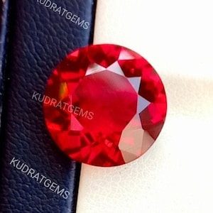 Pigeon Blood Red Ruby Gemstone, Round Faceted Lab Created (5mm-20mm)