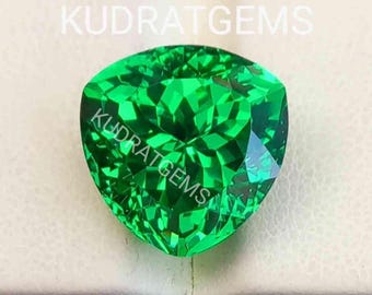 Green Trillion Cut CZ Gemstone: Faceted Fantasy, 5mm-20mm
