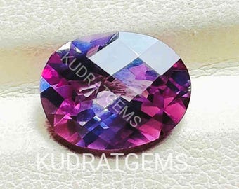 Lab Alexandrite Color Change Gemstone: Oval Checker Cut, Blue to Purple 5x4mm to 20x15mm