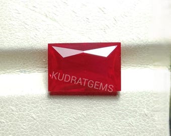 Lab Created Ruby Octagon Radiant Cut Gemstone | Synthetic Red Ruby Loose Stone Size 5x4mm-20x15mm