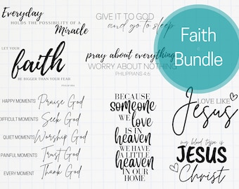 Faith SVG Bundle, Christian SVG Bundle, 15 Files, Bible Verses, Digital Files, Cricut, SVG