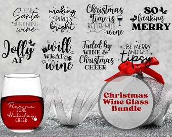Christmas Wine Glass Bundle SVG, Fun Christmas SVG, Christmas Party, SVG