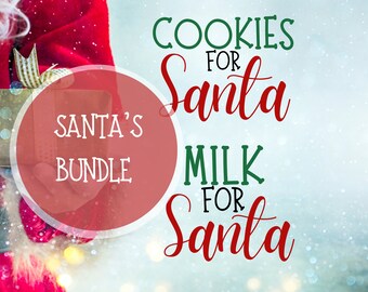Santa Cookies and Milk SVG Bundle, Christmas SVG Bundle, 6 Digital Files, Cricut, Cut File, Christmas Gift, SVG Files