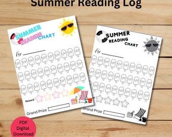 Summer Reading Log / Kids Reading Tracker/Reading Log For Kids/ Reading Chart Printbale / Reading Reward Chart