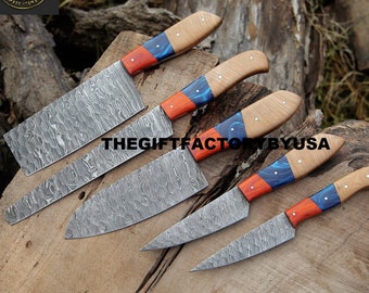 Hand Forged Chef Knife Set BBQ Knife Set Of 5Pcs Chef set, Chef Knife Set, Best Etsy Gift, Personalized Gift, Gift For Him