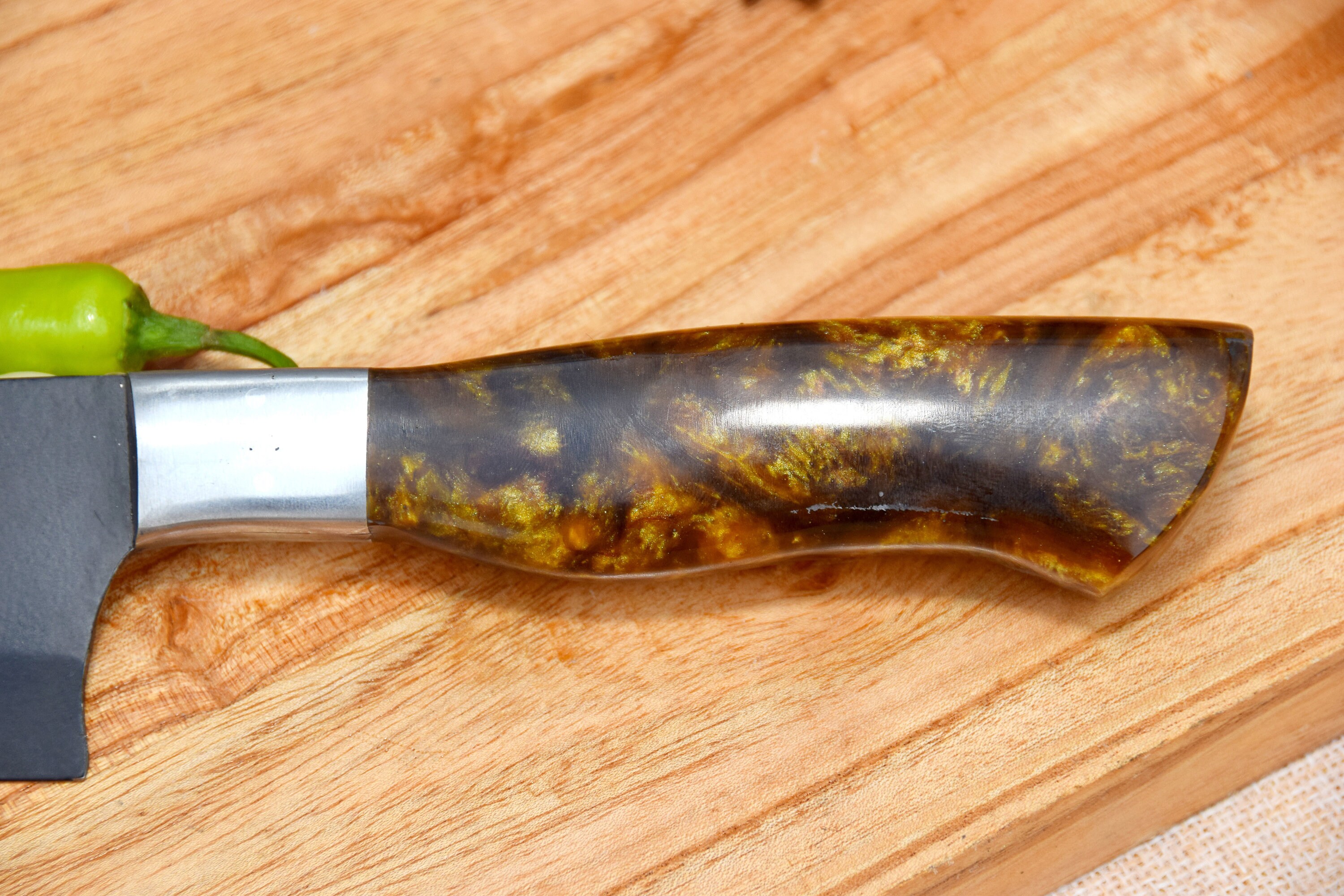 Handmade Damascus Chef Set of 5pcs With Leather Cover,kitchen Knives