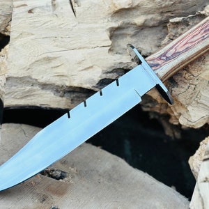 Handmade Ready to Use Bowie Knife with Leather Sheath-16 Inch J2 Steel &Dollar wood Handle-Personalized Gift for Him Gift for him