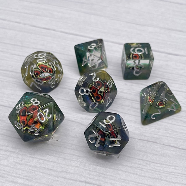 DND Dice Set D&D Dungeons and Dragons Gifts TRPG Sharp Edges Dice Apply to MTG Pathfinder Table Games Accessories Gift-Brownish Green