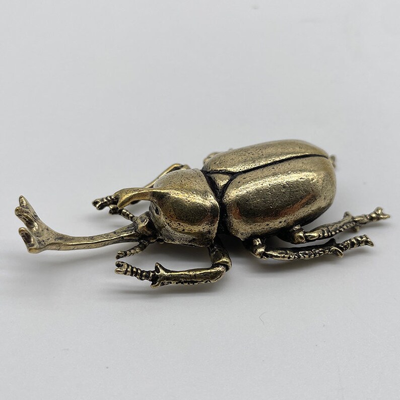 Handmade Copper Insect Figurine Ornaments, Solid Brass Beetle Model