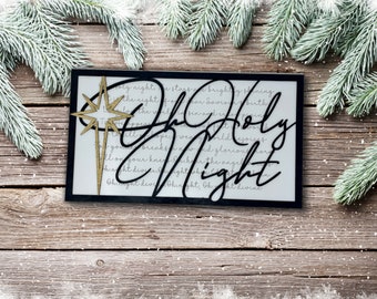Oh Holy Night lyrics wooden sign | Christmas wall decor | Best of 2022