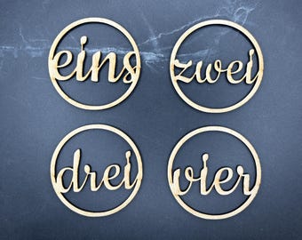 Lasercut file Advent wreath numbers, SVG cutting file Advent, DIY Advent wreath numbers 1-4, Advent decoration SVG, Lasercut Advent numbers