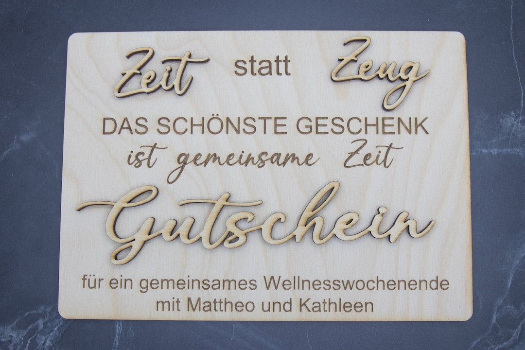 ZEIT statt ZEUG Gutschein, personalisierbar, Geschenk Etsy.de